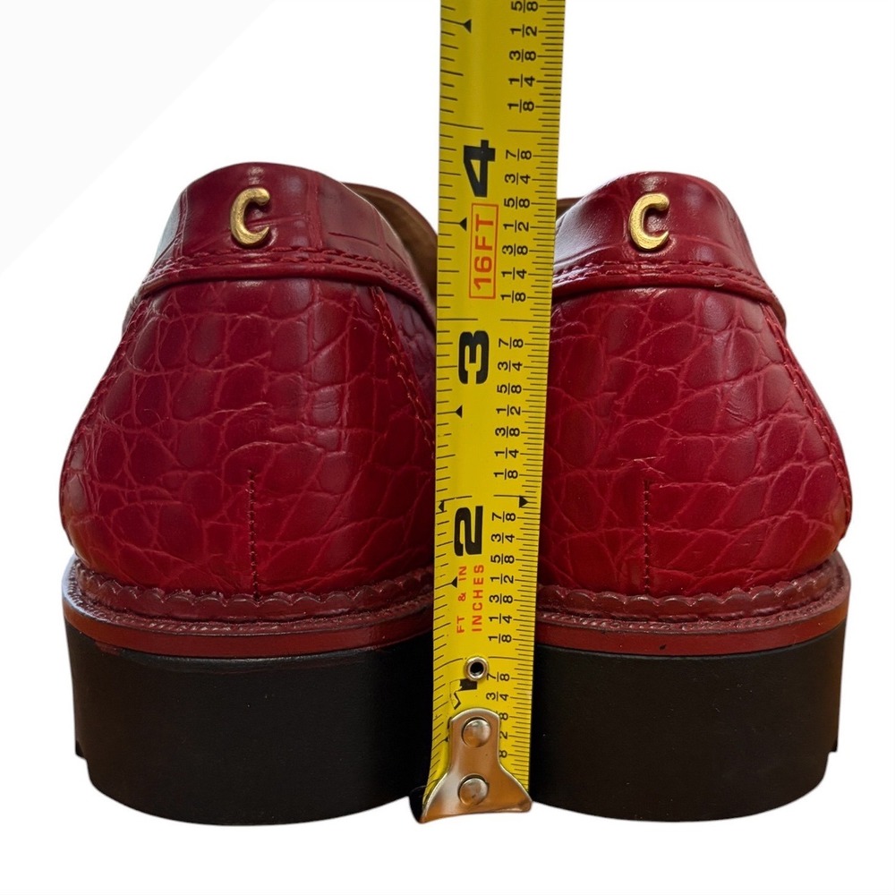 NWOB Circus by Sam Edelman Red Loafers Croc‎ Embossed Lug Sole Women's Size 8M - Picture 2 of 9
